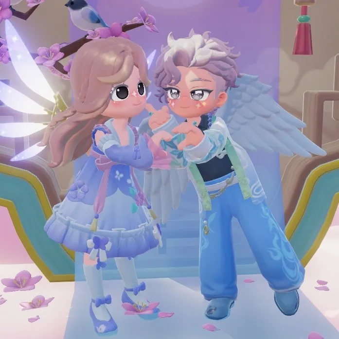 Qixi Fair event characters in festival outfits